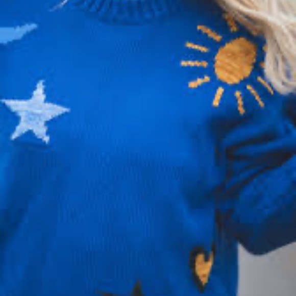 Rails Zoey Celestial Crewneck Sweater In Cobalt Gold Galaxy S - Picture 4 of 15